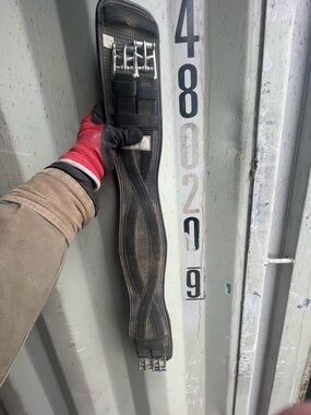 Black English Leather Dressage Girth with Stainless Buckles, Size 30